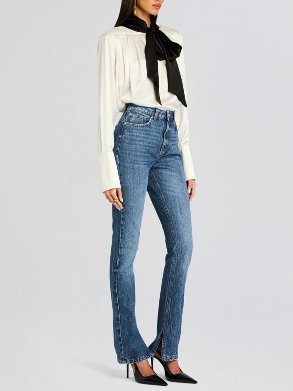 SER.O.YA LAFAYETTE Slim Straight Leg Low Tide Jeans Size W24 L34 Slit Hem